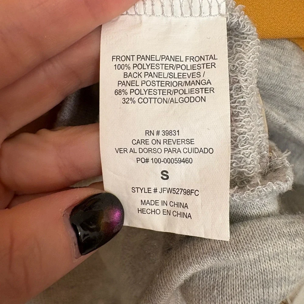 Violets & Roses Mustard Floral Raglan Sweatshirt Gray Sweatshirt Pullover Small - Picture 4 of 6